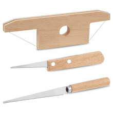 Juego de Herramientas de Cerámica de 3 Piezas para Cortar y Recortar Arcilla con Cortador Biselado de Madera y Alambre.