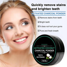 Activated Charcoal Teeth Whitening Powder, Natural Tooth Cleanser for Brighter Smile, Organic Coconut Formula