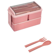 Microwave Safe Double Layer Bento Box for Kids with Utensils, Food Storage Container