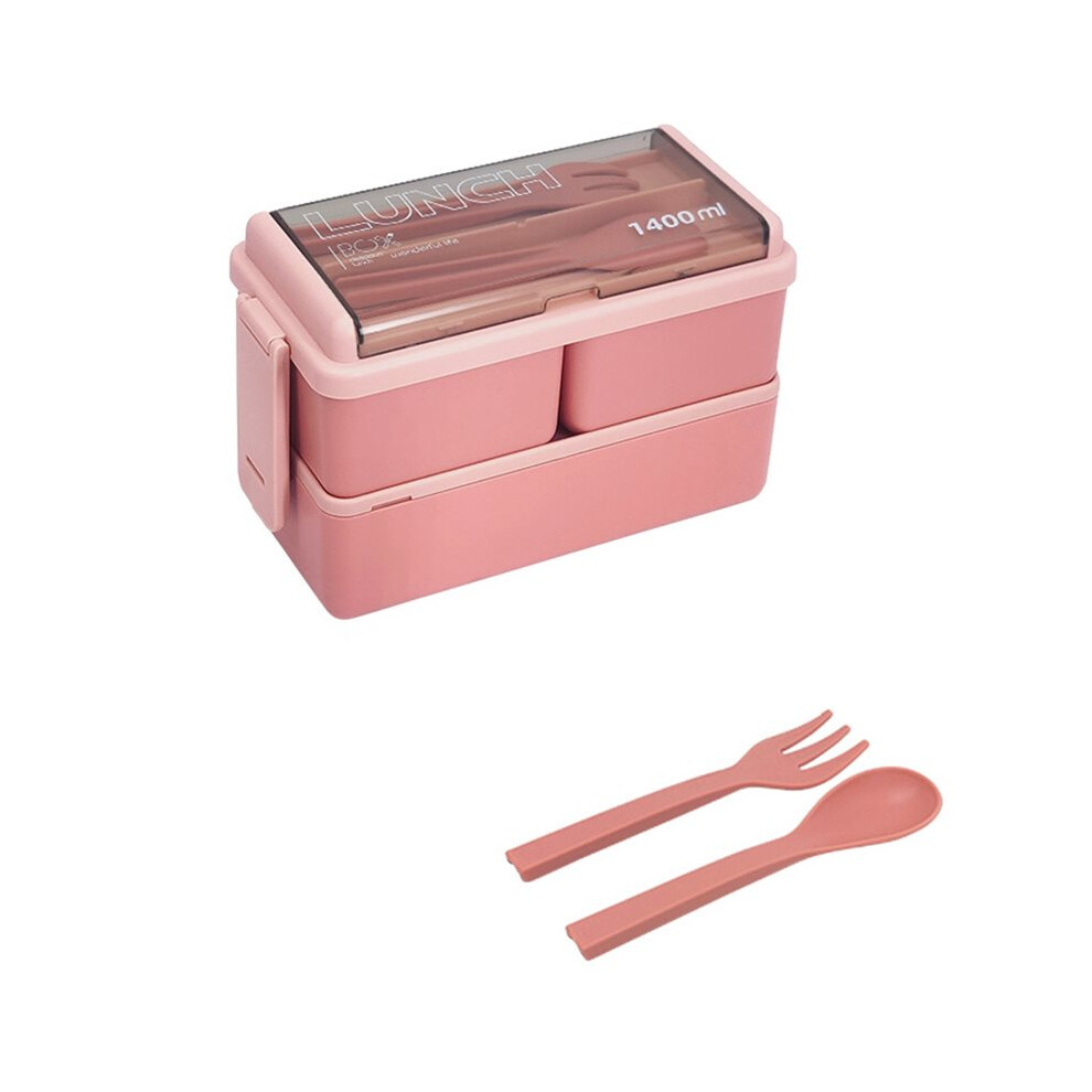 Microwave Safe Double Layer Bento Box for Kids with Utensils, Food Storage Container