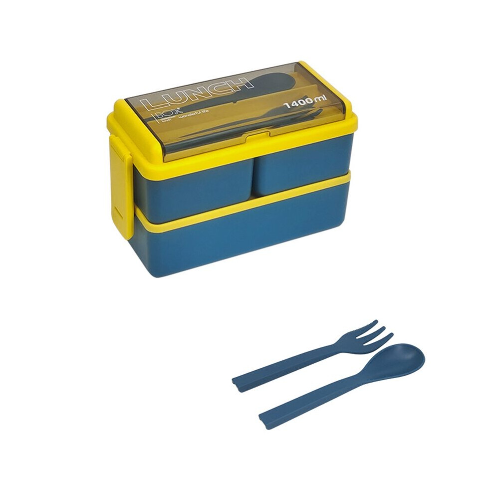 Microwave Safe Double Layer Bento Box for Kids with Utensils, Food Storage Container