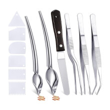 12 Herramientas de Chef para Emplatar, Cucharas para Lloviznar, Pinzas de Cocina, Cucharas de Dibujo de Acero Inoxidable para Uso Culinario.