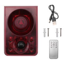 Outdoor Solar Motion Sensor Alarm with Remote Control, 130Db Sound Light Alarm Siren Sound Alarm Security Alarm System