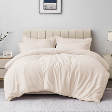 (Cream , Double) Plain Duvet Cover Single Double King Bed Set Quilt