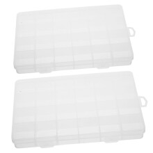 2pcs Plastic Jewelry Organizer with Dividers, Clear Bead Storage Box for Crafts and Small Parts