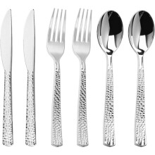 Silver Silverware, Heavy Duty Cutlery Set, Disposable Utensils,for Party, Wedding and Events