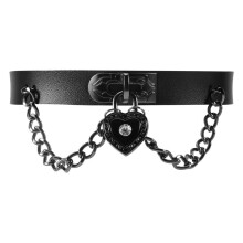 Collier ChaîNe Pendentif Coeur en Cuir Gothique Lolita Punk Choker Noir