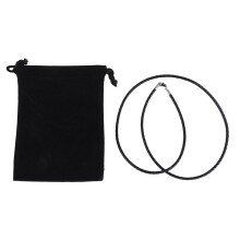 Jewelry Men's Necklace - 3mm Cord - Leather - Stainless Steel - for Men - Color Black Silver - With Gift Bag - 60cm