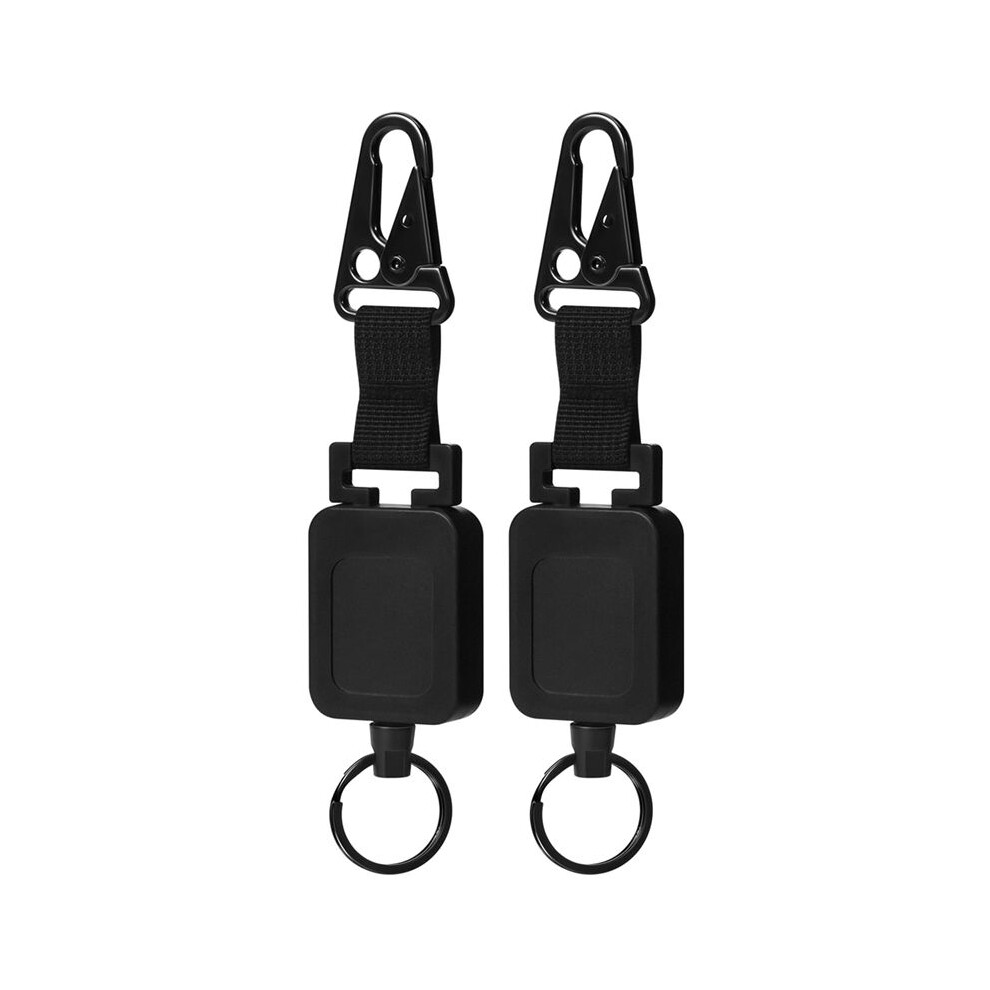 Retractable Carabiner Keychain Ring Extendable Outdoor Reels Easy Pull Back Clip 4713074350914