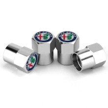 Silver Aluminum Tire Valve Stem Caps for Alfa Romeo MiTo 20082013, Corrosion Resistant LeakProof Dustproof Covers