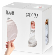 2 in 1 Grocery Bag Holder Trash Bag Dispenser, Wood Trash Bag Holder, Garbage Bag Holder Wall Mount,for Plastic Bags B