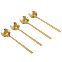 4pcs/Set Round Shape Coffee Spoon Stainless Steel Teaspoons Sugar Dessert Spoon Ice Cream Soup Spoon Kitchen Accessories(gold)