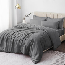 (Grey, Double) Plain Duvet Cover Single Double King Bed Set Quilt