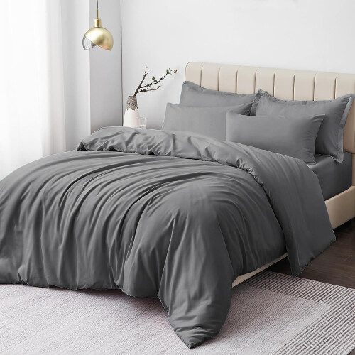 Imperial Rooms (Grey, Double) Plain Duvet Cover Single Double King Bed Set Quilt