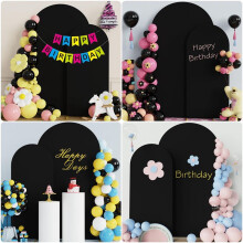 Hochzeitsbogen-Abdeckung, Bogen-Hintergrund-Ständer-Abdeckung für Geburtstagsfeier-Zeremonie-Bankett-Dekoration mit 100 Luftballons (Schwarz)