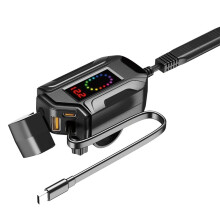 Chargeur de Téléphone Portable pour Moto : Charge Rapide PD, 3 en 1, Étanche à la Poussière et à L'Eau, avec Affichage de la Tension