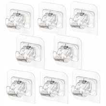 26PCS Curtain Rods No Drill Curtain Rod Brackets Hooks Nail Free Adjustable Stick Curtain Rod Transparent Hook