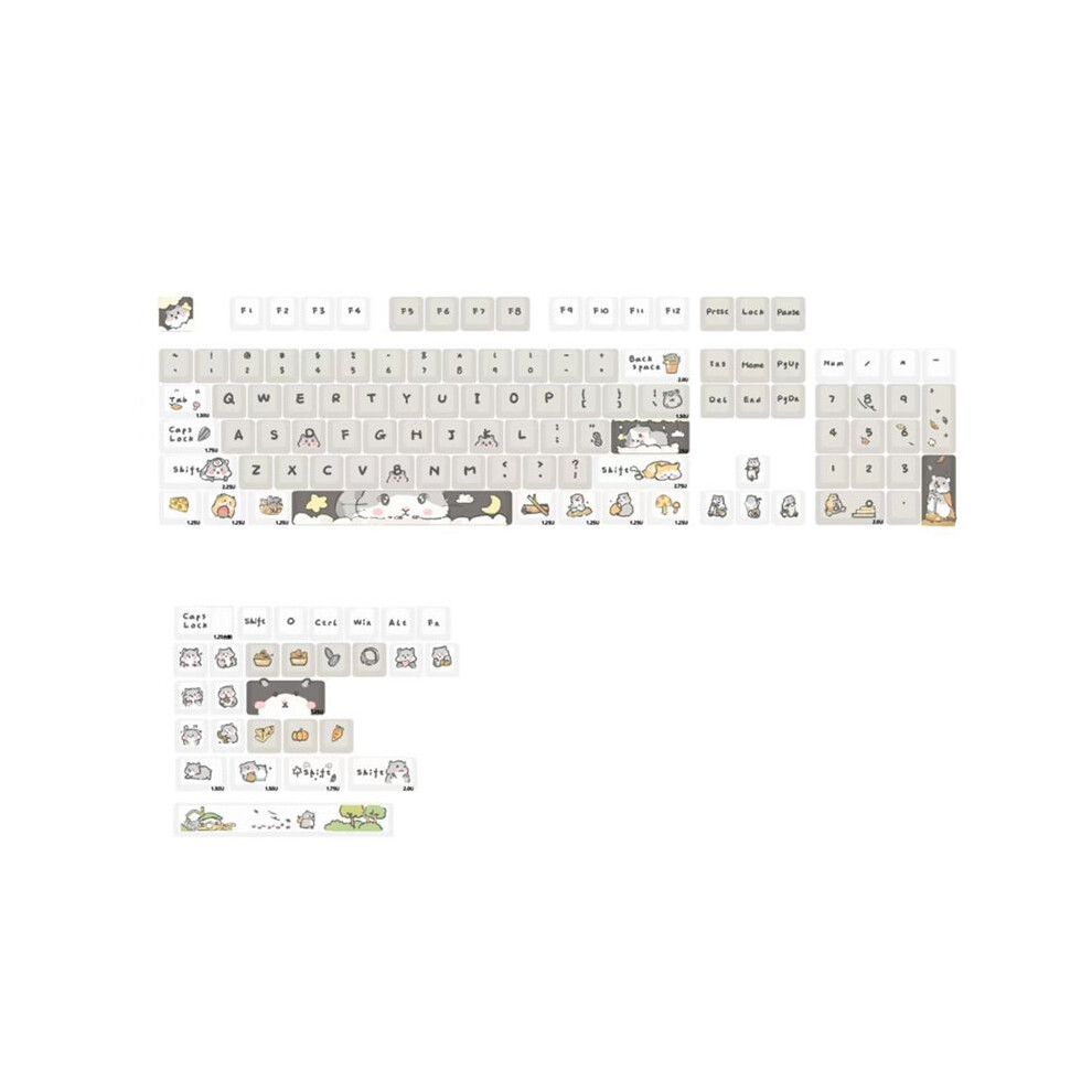 132 Keys Cute Mouse Theme Keycaps Xda Profile Key Caps English For 61/64/68/84/87/96/98/104 Mechanical Keyboard Keycaps 6033137209149