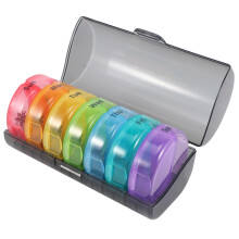 Daily Pill Organizer (Dwa Razy Dziennie) - Cotygodniowe PudełKo na PigułKi AM / PM, OkrąGłY Organizer na , 7-Dniowy Pojemnik na PigułKi (Szare