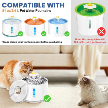Cat Water Fountain Filter Replacement,Round Carbon Filters Set for 2.4L Top Automatic Pet Fountain Multiple Filtration
