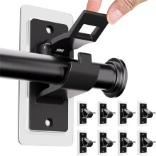 8Pcs No Drill Curtain Rod Brackets, Curtain Hangers, Nail Free Adjustable Curtain Rod Holder for Bedroom Bathroom B
