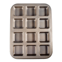 12 Tasses Carré Pain Hamburger Muffin Moule à Cupcake pour MéNage AntiadhéSif Plat de Cuisson Four Plateaux Pâtisserie Outil (Or)