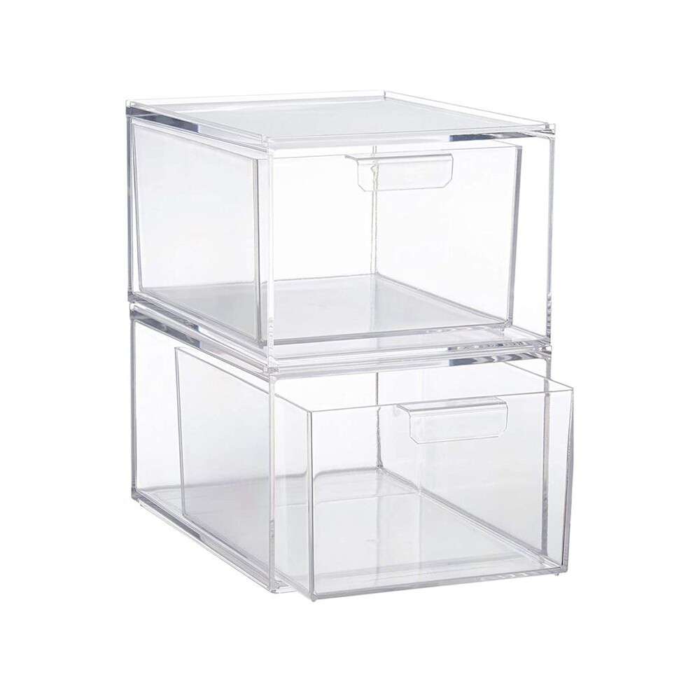 Stackable Clear Plastic Organizer Drawers 4.5-Inches Tall Organize Cosmetics And Beauty Supplies 4713706926548