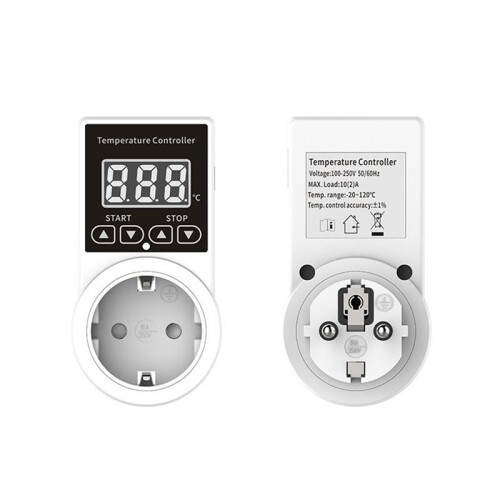 1pc Standard Two Round Hole Temperature Controller Socket with High-Precision Digital Display Temperature EU Plug 2