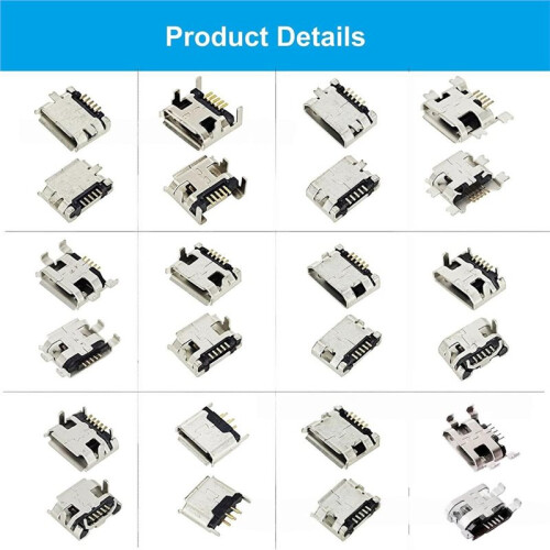 60PCS Micro-USB Female Connector Kit 5-Pin USB Socket 12 Types Micro-USB 1