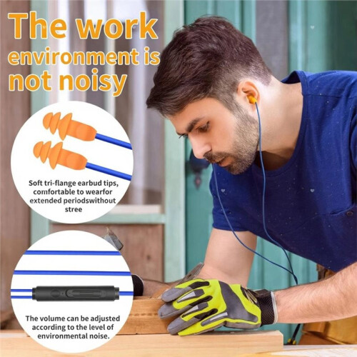 Work Earbuds,USB Type C Wired Headphones with in- Control and Mic,Noise Reduction for Work Construction, Lawn Mowing 2