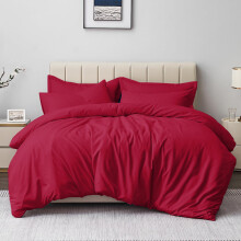 (Red, Double) Plain Duvet Cover Single Double King Bed Set Quilt