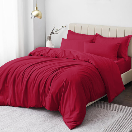 Imperial Rooms (Red, Double) Plain Duvet Cover Single Double King Bed Set Quilt 1
