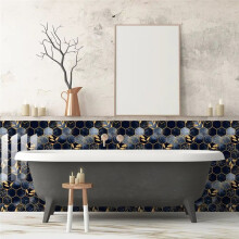10pcs Hexagon Tiles Sticker Kitchen Backsplash Oilproof Washbasin Peel & Stick Waterproof Art Wallpaper