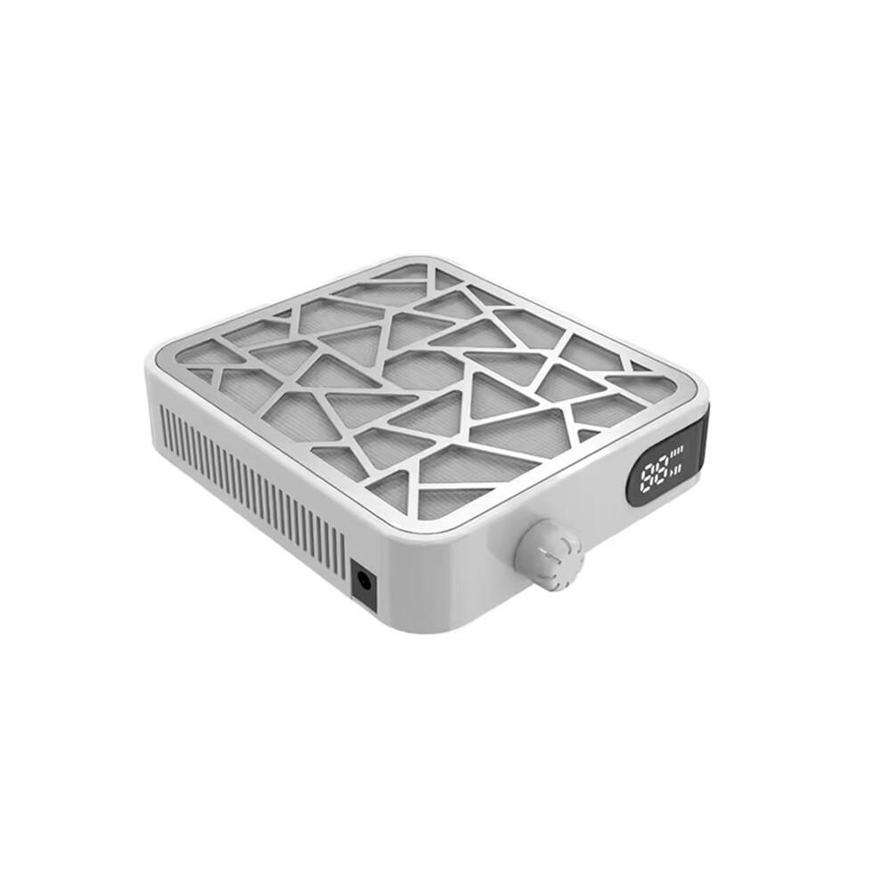 Brushless Turbo Nail Dust Machine Display Adjustable Speed Portable Rechargeable Vacuum Cleaner for Manicure White