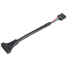 Noir USB 2.0 9 Broches Femelle a 20 Broches USB 3.0 Male Cable Adaptateur Connecteur