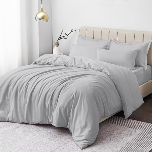 Imperial Rooms (Silver, King) Plain Duvet Cover Single Double King Bed Set Quilt
