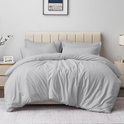 Imperial Rooms (Silver, King) Plain Duvet Cover Single Double King Bed Set Quilt 1