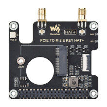Waveshare PCIe to M.2 E KEY Adapter Board HAT+ for Raspberry Pi 5 Network Card Expansion Board Supports USB/