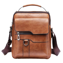 Draagbare Vintage Schoudertas voor Heren, PU-Leren Flappen, Zakelijke Crossbodytas voor Heren, Handtas van Hoge Kwaliteit, Reistas met Handvat