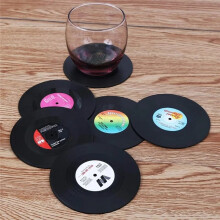 Vinyl Record Coasters 12pcs Set for Hot Coffee Cups, Retro Style Decor, Effective Desktop Protection