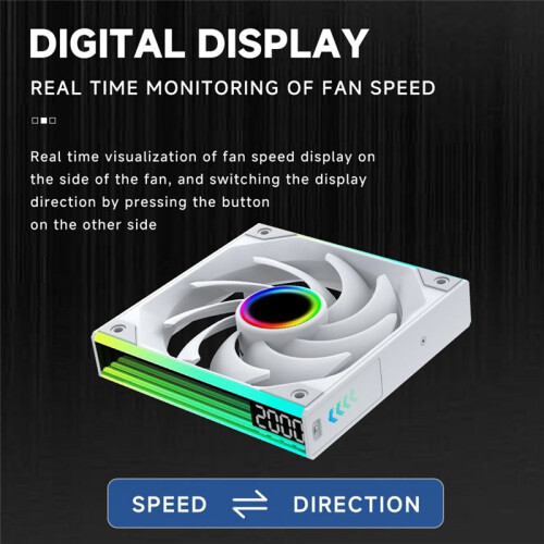 12CM Digital Display Mute Wire-Free Splicing Case Fan CPU Motherboard ARGB Light Synchronization 4PIN PWM Regular 2