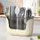 Multifunctional Kitchen Cutlery Holder with Drain Storage, 3-Compartment Flatware Organizer, Home Kitchen Accessories A 2