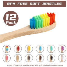 12-Pack Bamboo Toothbrushes for Kids, Eco-Friendly Biodegradable Handles, Soft Bristles