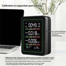 Detector de Calidad del Aire 5 en 1 con Soporte, USB Tipo C, Multifuncional, Pantalla Automática, Portátil, CO2, HCHO y TVOC, Color .