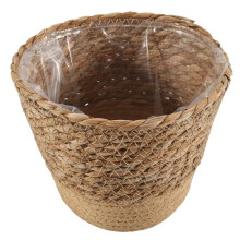 Straw Weaving Flower Plant Pot Wicker Basket Rattan Flowerpot Storage Basket Handmade Woven Planter Basket L