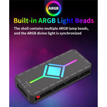 5V 3Pin ARGB Fan HUB Splitter Remote Controller with 4Pin PWM for PC Cooling SYNC CPU Cooler LED Light Strip Black