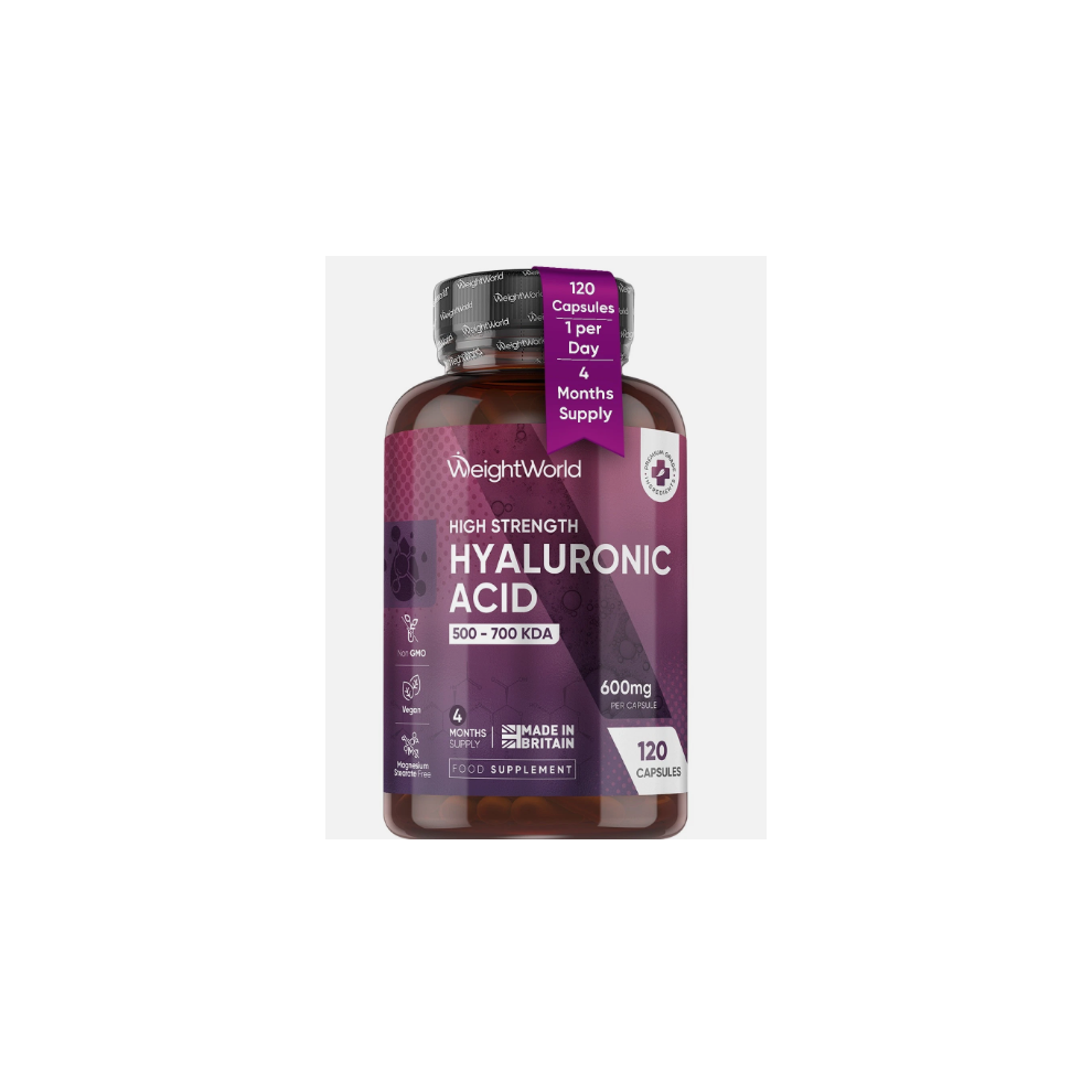 Hyaluronic Acid 120 Capsules 600Mg High Strength Hair Skin Nail Vegan