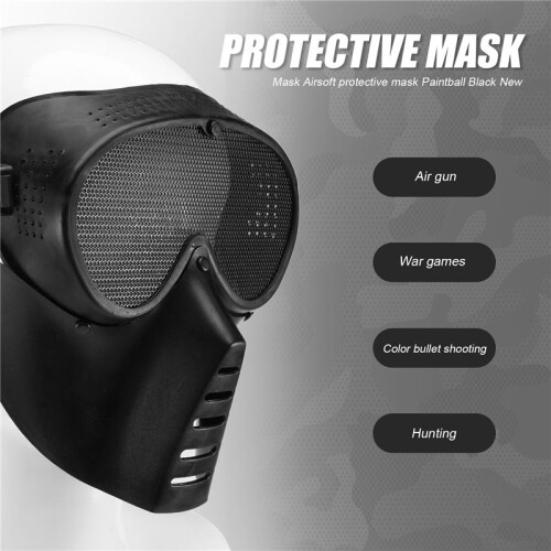 Mask Airsoft protective mask Paintball Black New 1