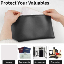 Money Pocket with Zipper, 11 X 6.5 Inch PU Leather Cash Bag, Safe Bank Pocket for Coins, Bills, Checks,Cosmetics,Tools A