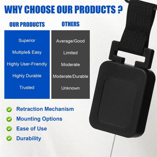 Retractable Carabiner Keychain Ring Extendable Outdoor Reels Easy Pull Back Clip 1